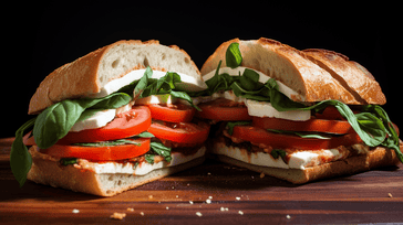 Caprese Sandwich with Fresh Mozzarella, Tomato, and Basil