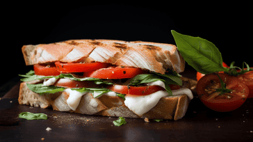 Caprese Sandwich with Fresh Mozzarella, Tomato, and Basil