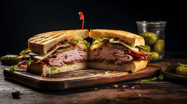 Cubano Sandwich with Roasted Pork, Ham, and Pickles