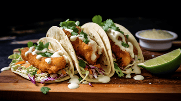 Fish Tacos with Lime Crema