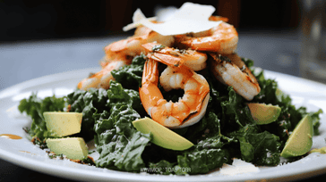 Kale Caesar Salad with Grilled Shrimp