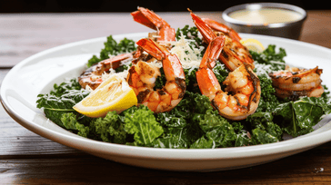 Kale Caesar Salad with Grilled Shrimp