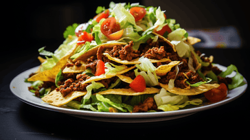 Taco Salad with Ground Beef and Crunchy Tortilla Strips